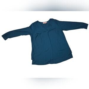 V- Neck | Long Sleeve Top | Teal | 0X